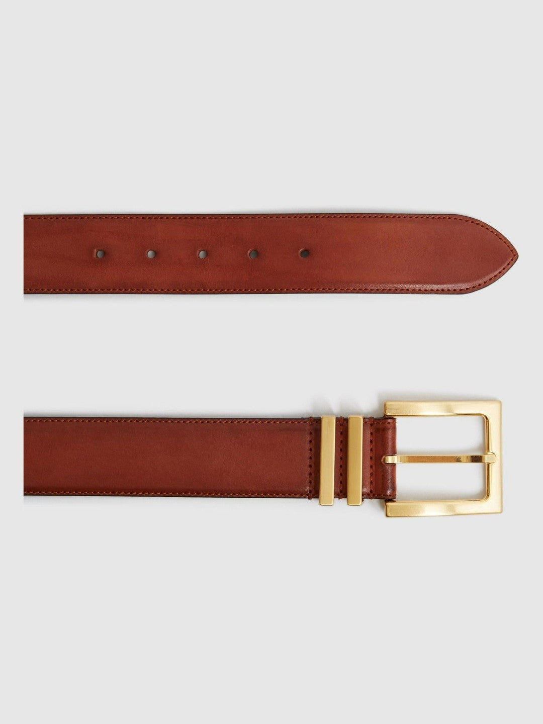 Leather Square Buckle Belt Tan | Women