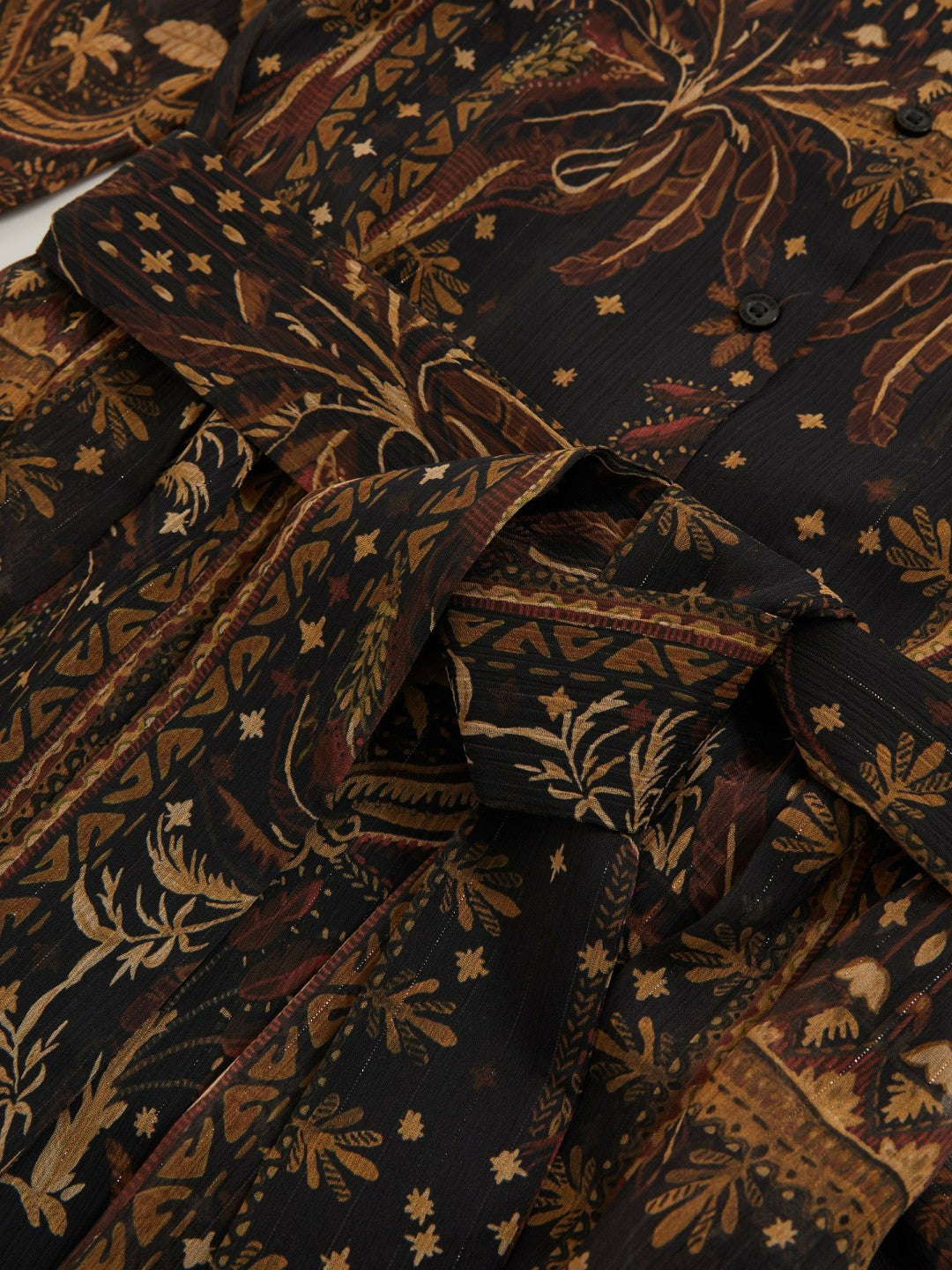Botanical-Print Chiffon Mini Dress Navy | Women