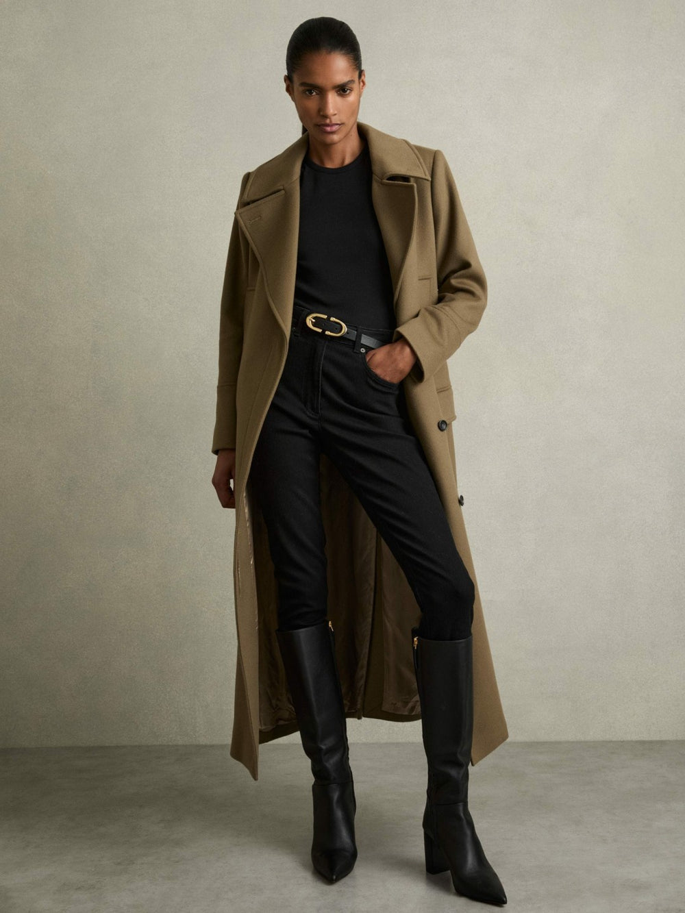 Block Heel Knee High Boots Black | Women