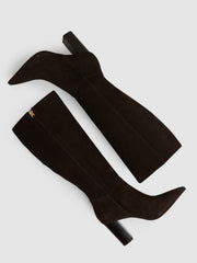 Block Heel Knee High Boots Chocolate | Women