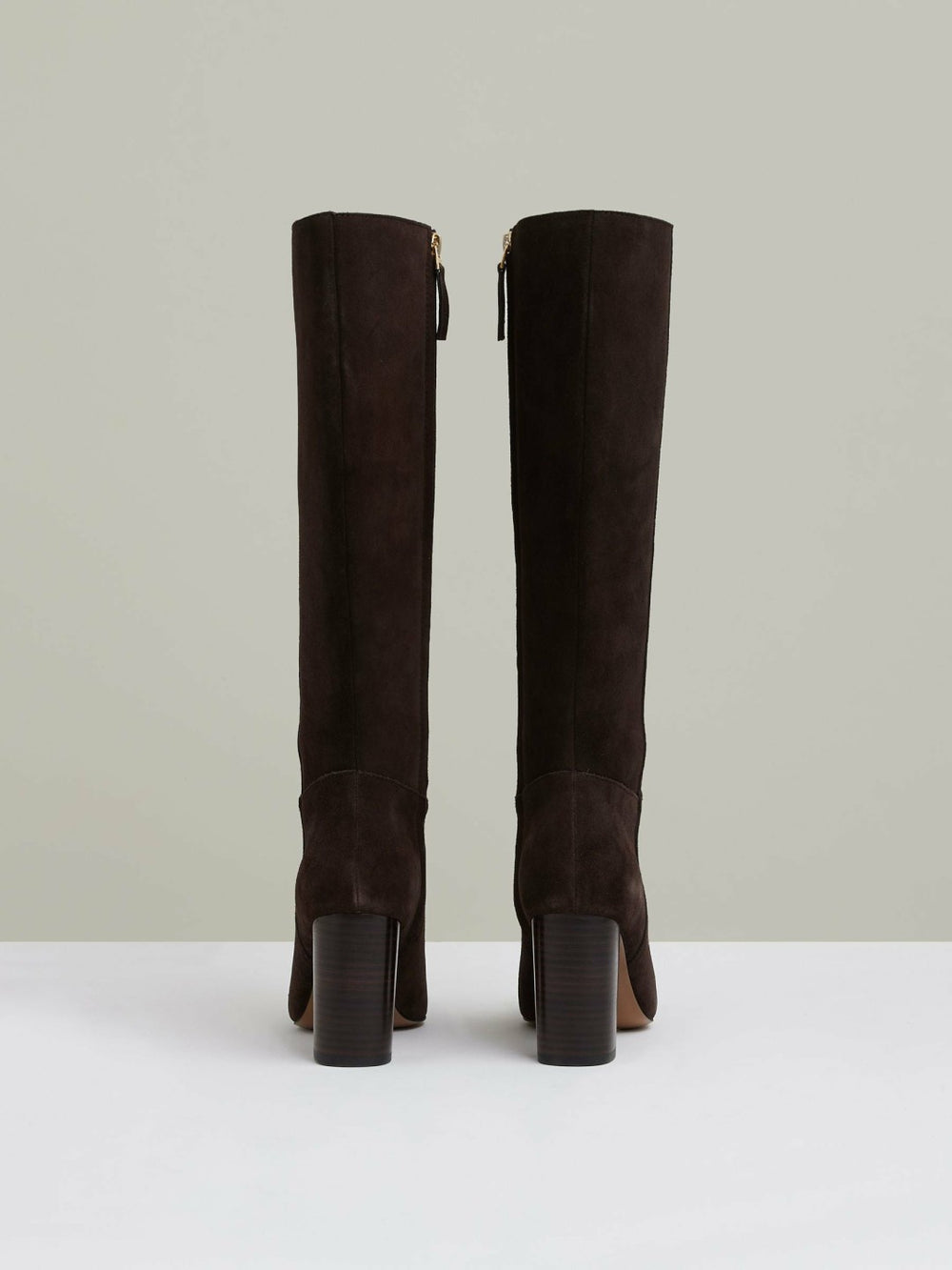 Block Heel Knee High Boots Chocolate | Women