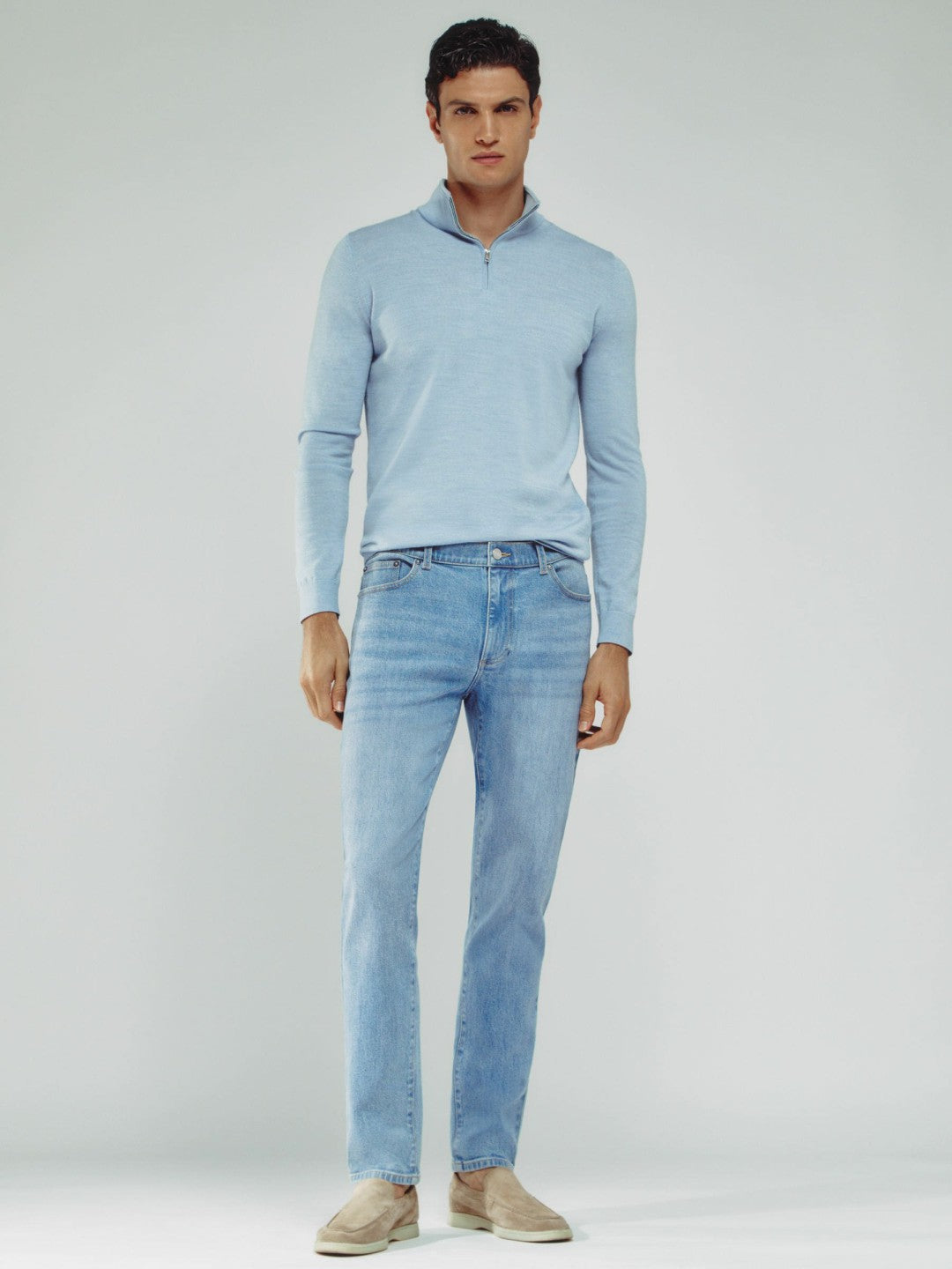 Cotton-Stretch Slim-Fit Jeans Light Blue Wash | Men