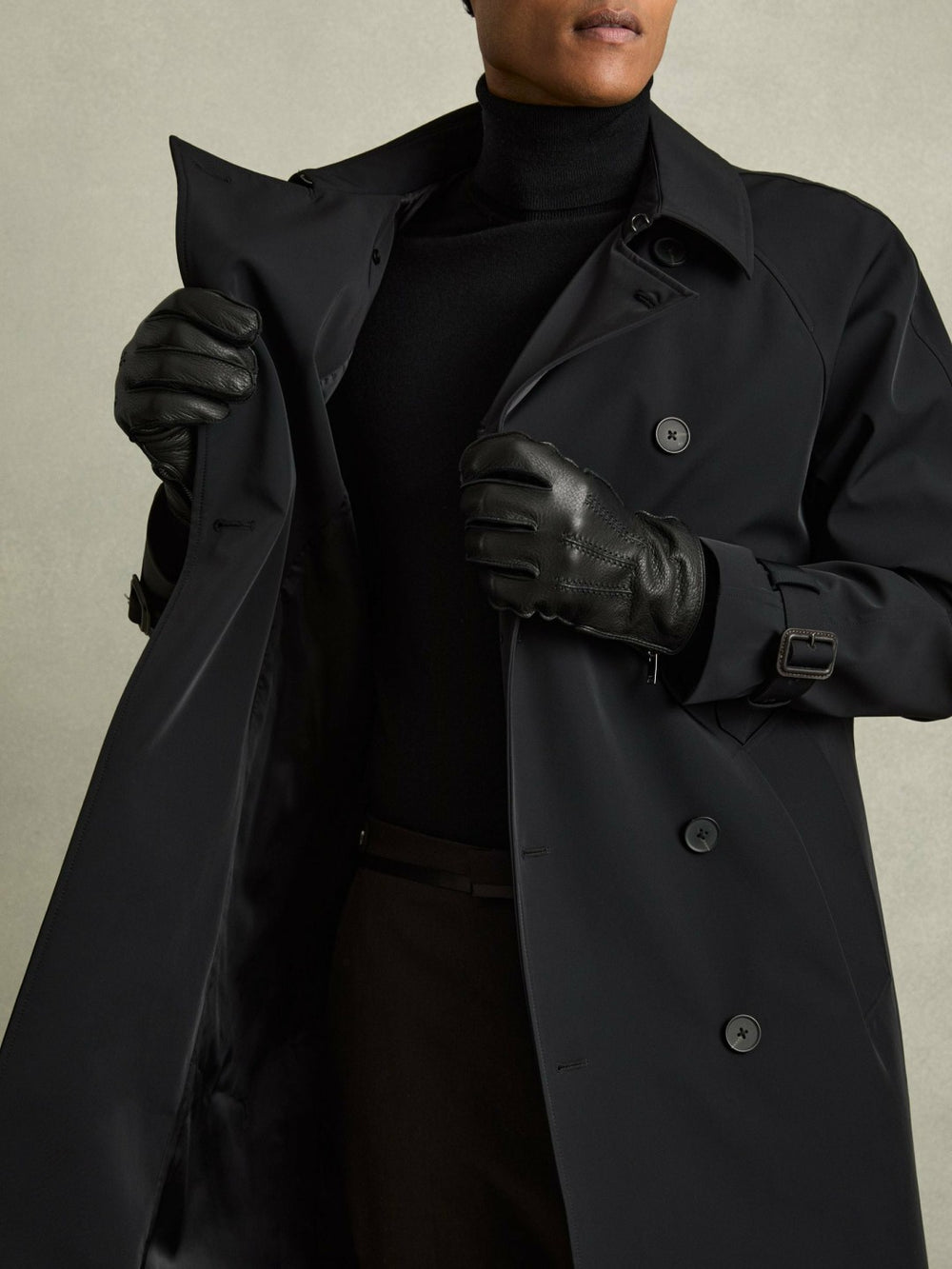 Leather Zip-Side Gloves Black | Men