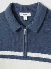 9-13 yrs Half-Zip Colour-Block Polo Shirt Blue/White | Children & Baby