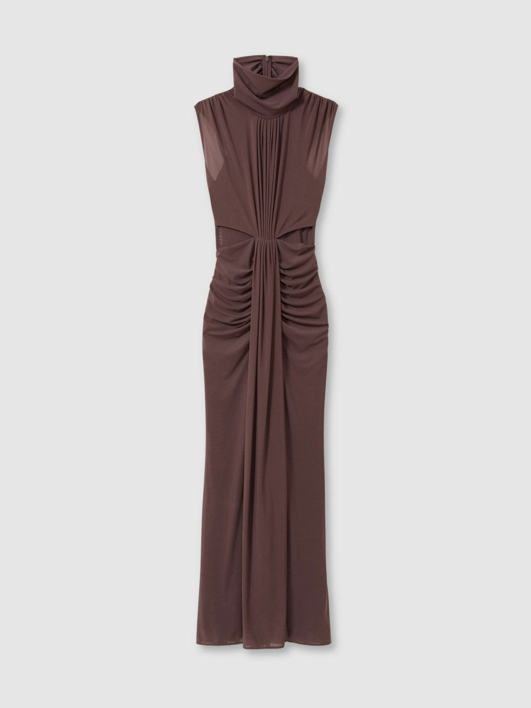 Sheer Ruched Maxi Dress Taupe | Women
