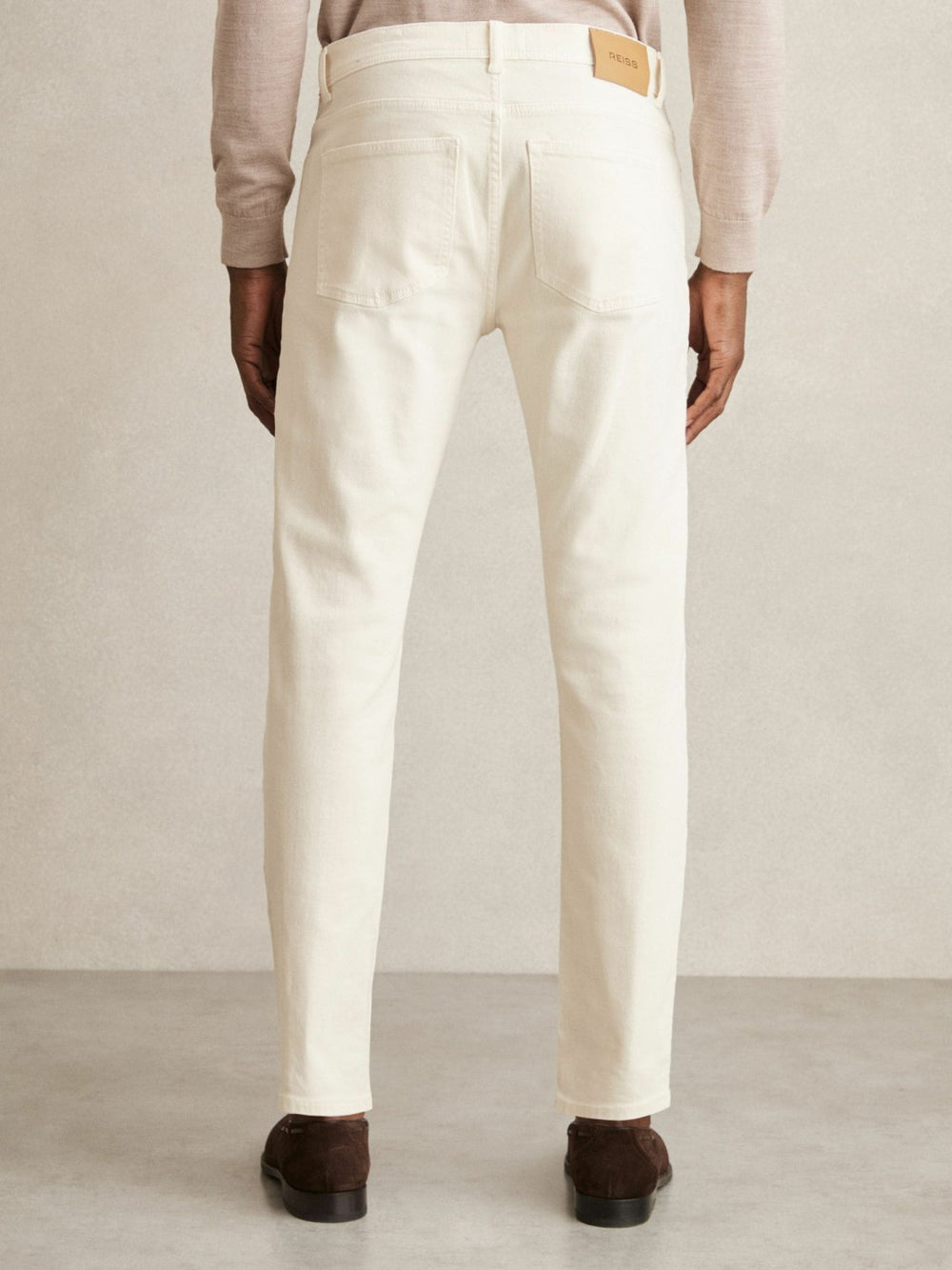 Cotton-Stretch Slim-Fit Jeans White | Men