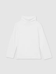 9-13 yrs Cotton-Jersey Roll-Neck Top with Stretch Ivory | Children & Baby