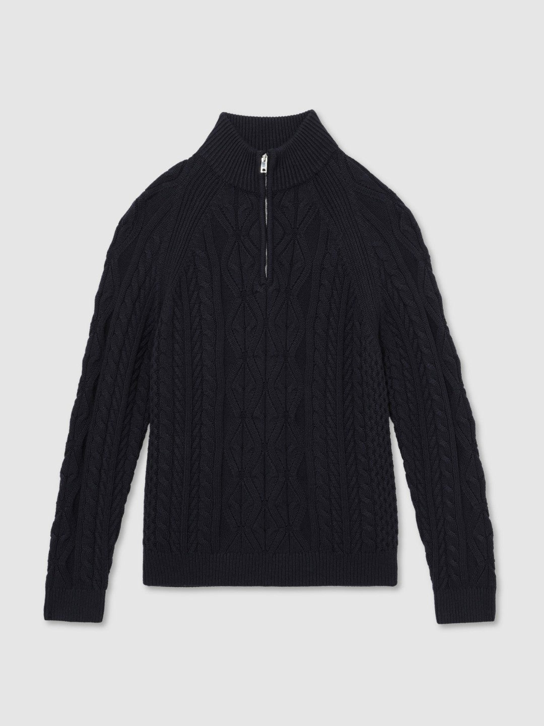 Cable-Knit Half-Zip Jumper Navy | Men