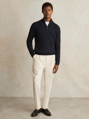 Cable-Knit Half-Zip Jumper Navy | Men