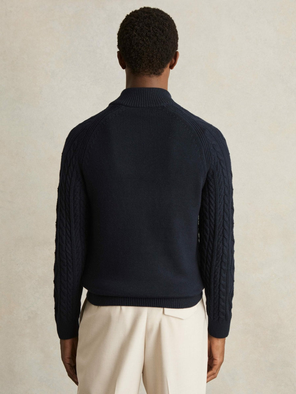 Cable-Knit Half-Zip Jumper Navy | Men