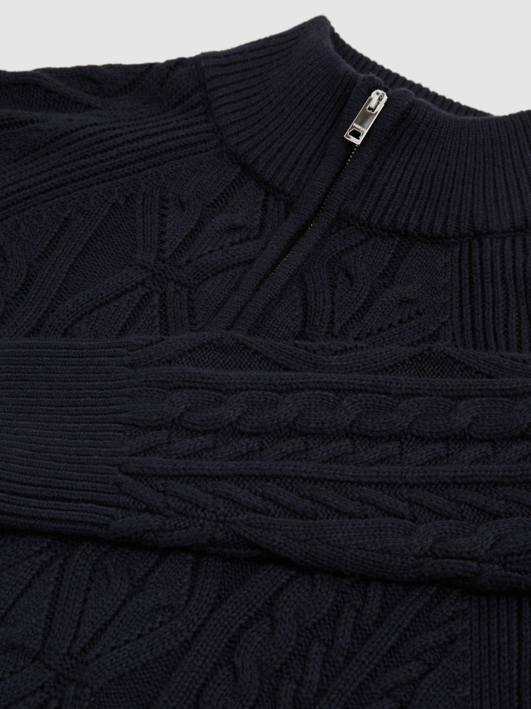 Cable-Knit Half-Zip Jumper Navy | Men