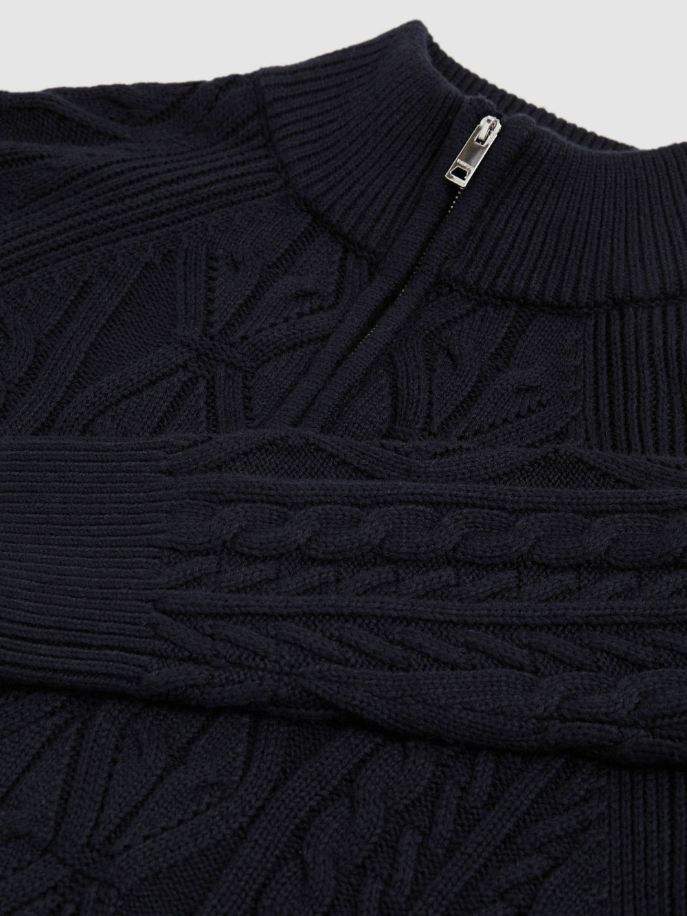 Cable-Knit Half-Zip Jumper Navy | Men