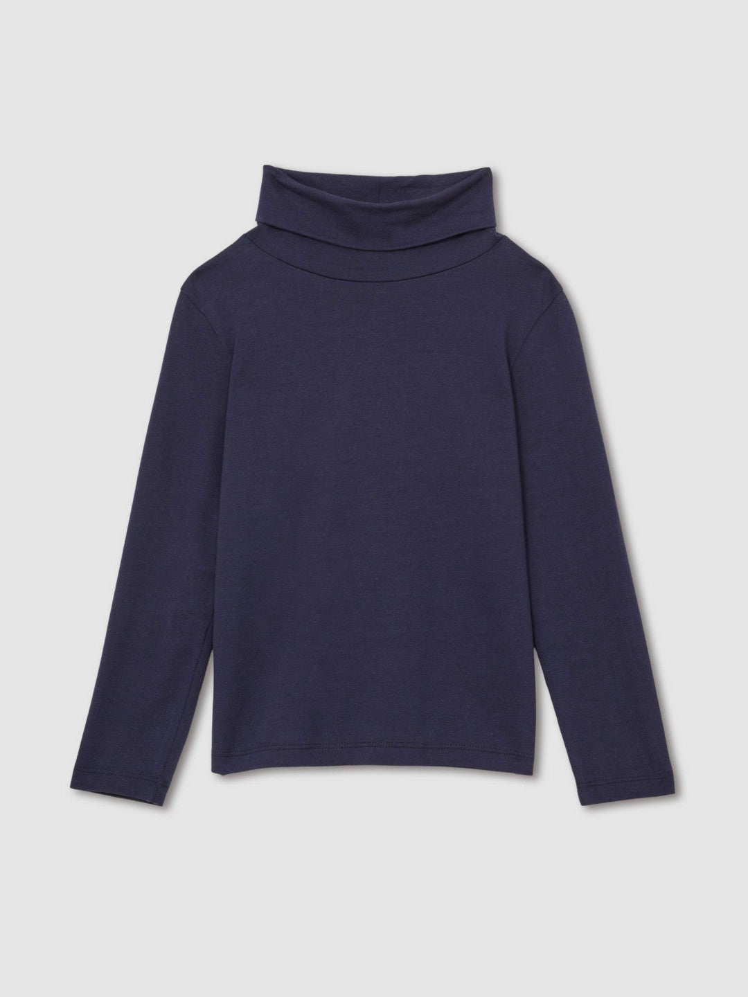 4-9 yrs Cotton-Jersey Roll-Neck Top with Stretch Navy | Children & Baby