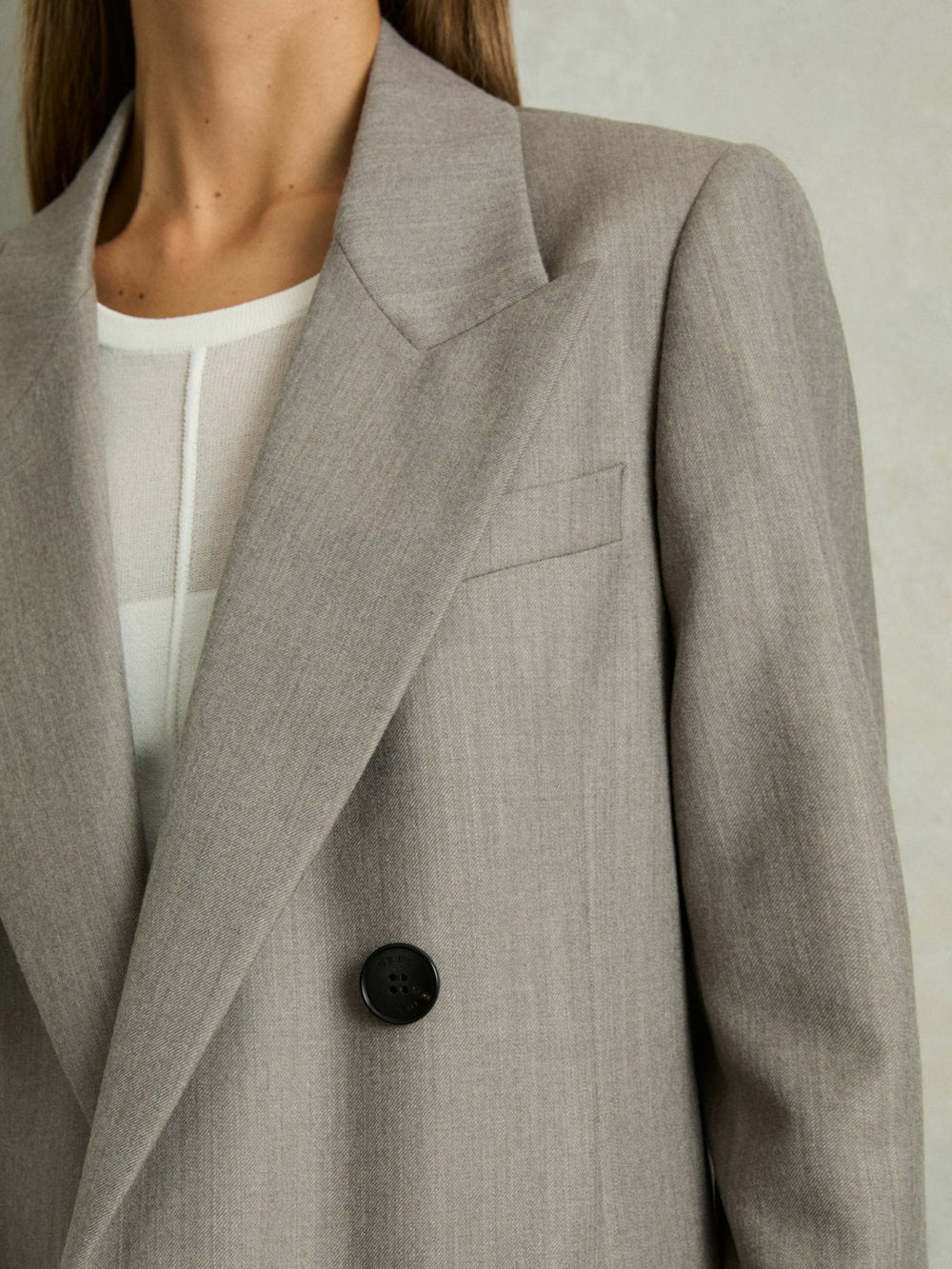 Wool Oversized Double-Breasted Blazer Grey | Women