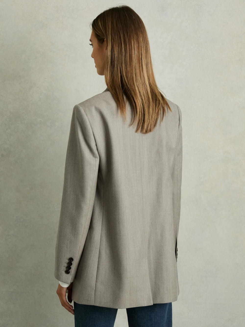 Wool Oversized Double-Breasted Blazer Grey | Women