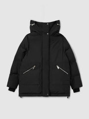 Petite Concealed-Hood Puffer Coat Black | Women