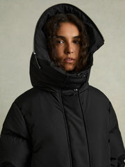 Petite Concealed-Hood Puffer Coat Black | Women