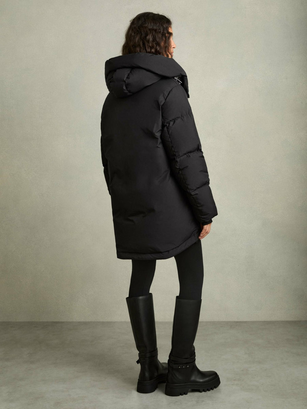 Petite Concealed-Hood Puffer Coat Black | Women
