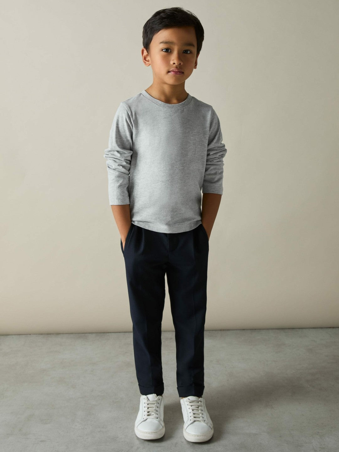 3-9 yrs Cotton Jersey Long Sleeve T-Shirts 3 Pack White/Soft Grey/Navy | Children & Baby