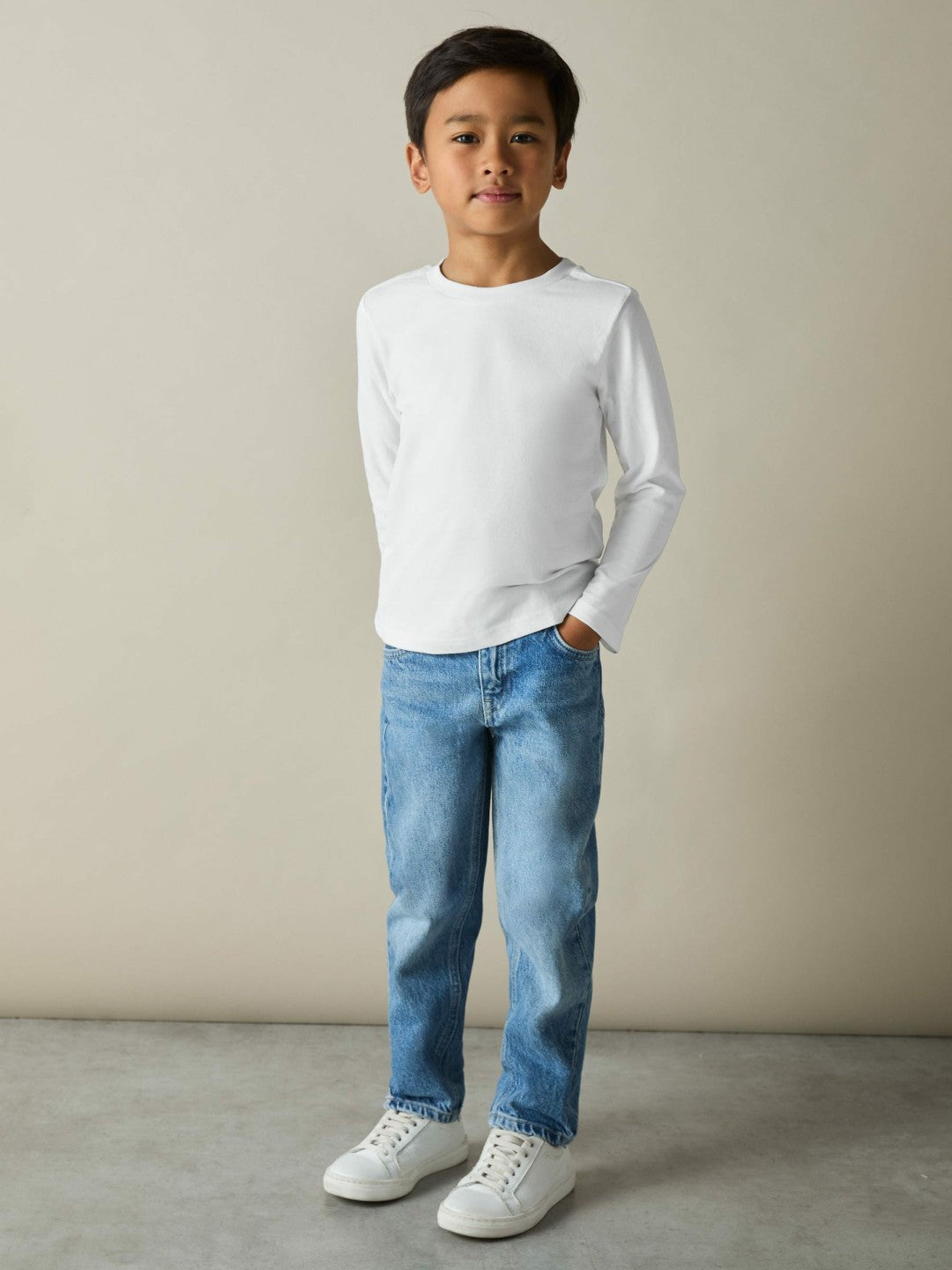 3-9 yrs Cotton Jersey Long Sleeve T-Shirts 3 Pack White/Soft Grey/Navy | Children & Baby