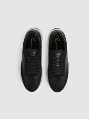 Leather Suede Running Trainers Black/White | Men