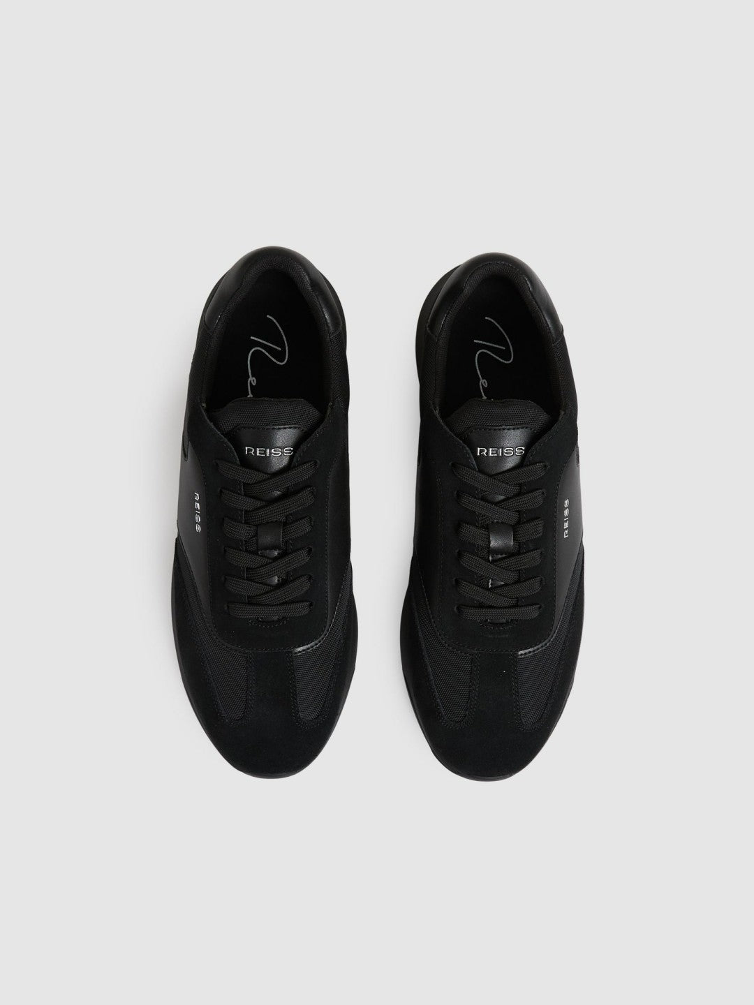 Leather Suede Running Trainers All Black | Men
