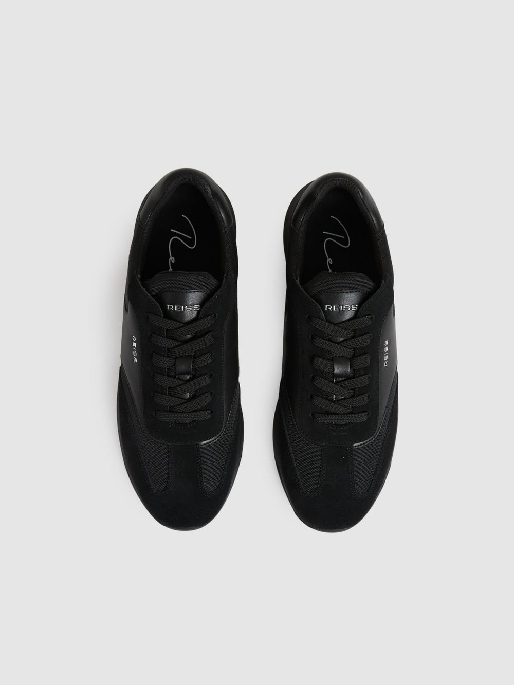 Leather Suede Running Trainers All Black | Men