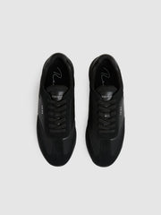 Leather Suede Running Trainers All Black | Men