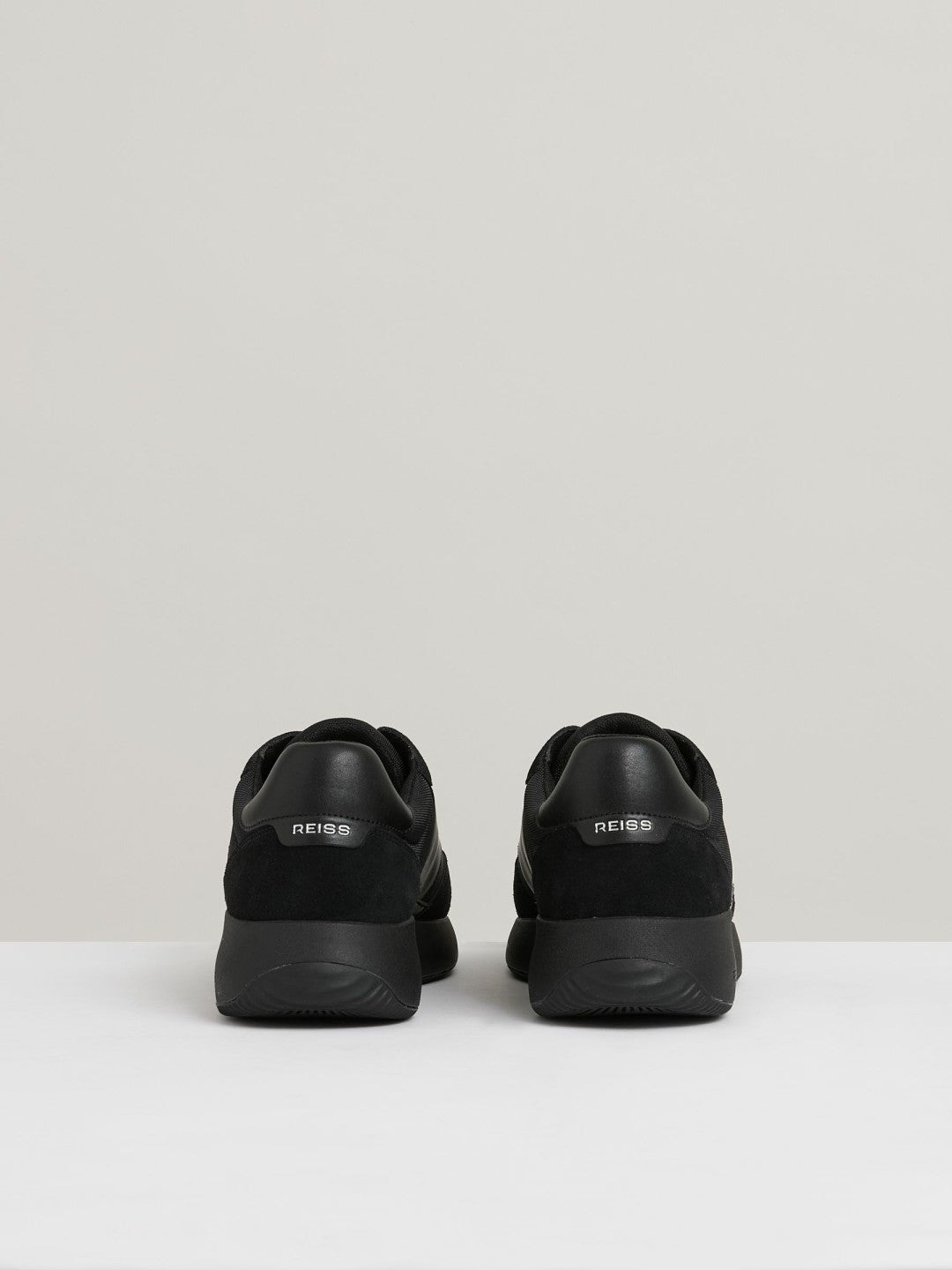 Leather Suede Running Trainers All Black | Men