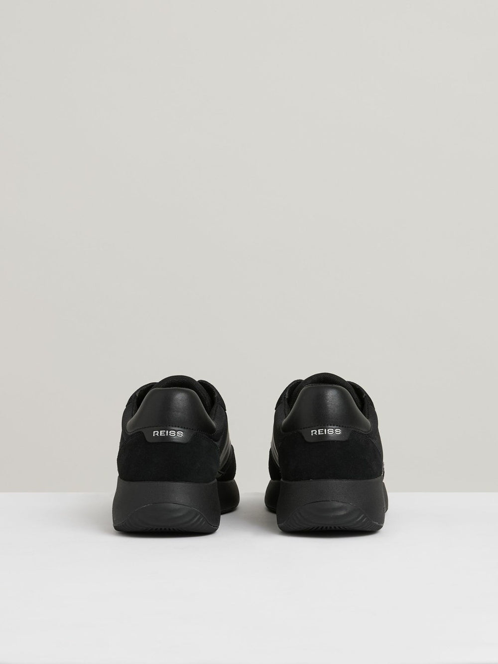Leather Suede Running Trainers All Black | Men