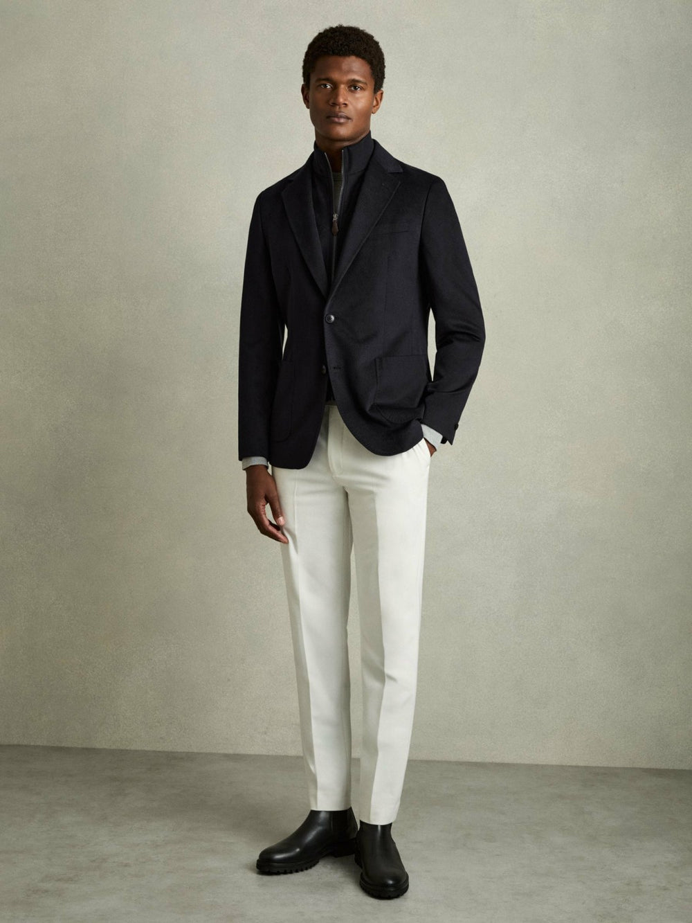 Single-Breasted Blazer With Gilet Insert Regular-Fit Navy | Men