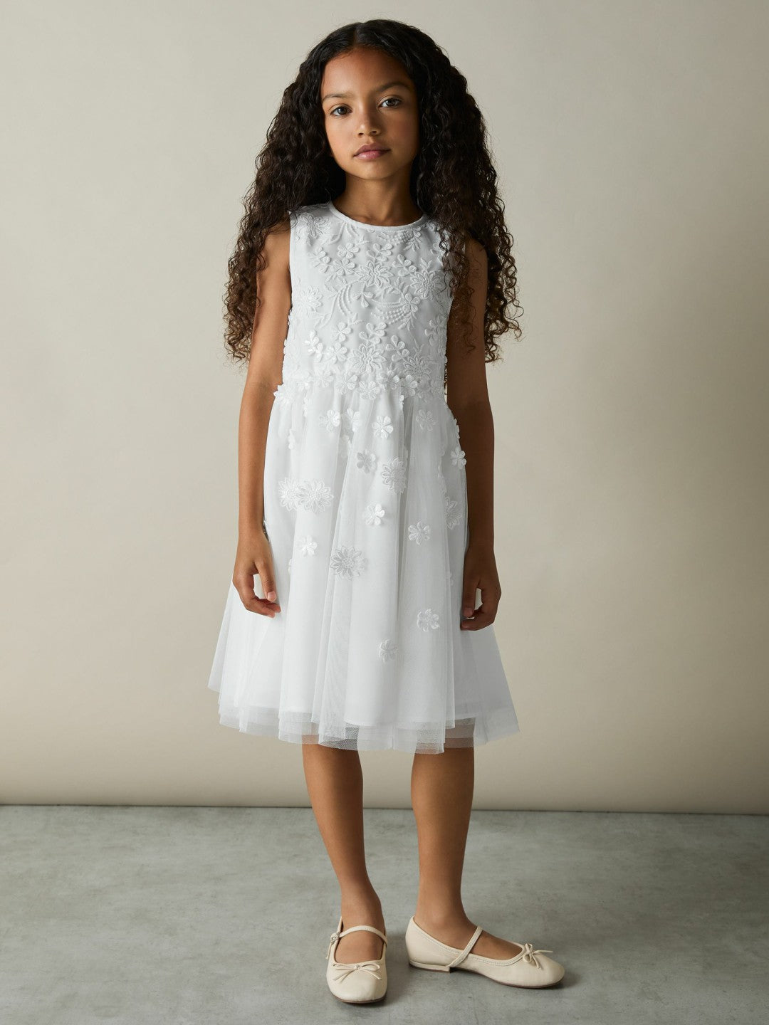 4-9 yrs Tulle Floral-Embroidered Bridesmaid Dress Ivory | Children & Baby