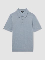 Merino Wool Polo Shirt Soft Blue | Men