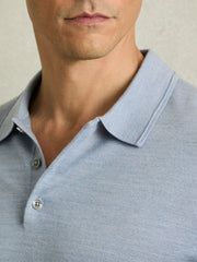 Merino Wool Polo Shirt Soft Blue | Men
