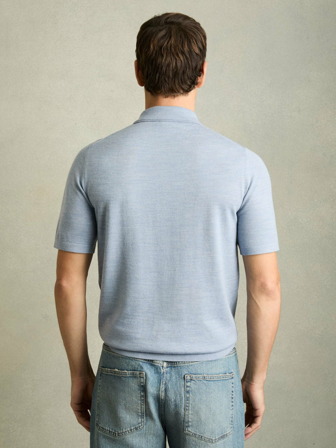 Merino Wool Polo Shirt Soft Blue | Men
