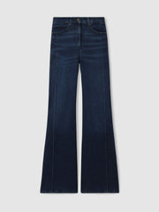 Petite Stretch-Cotton Wide-Leg Jeans Dark Blue | Women