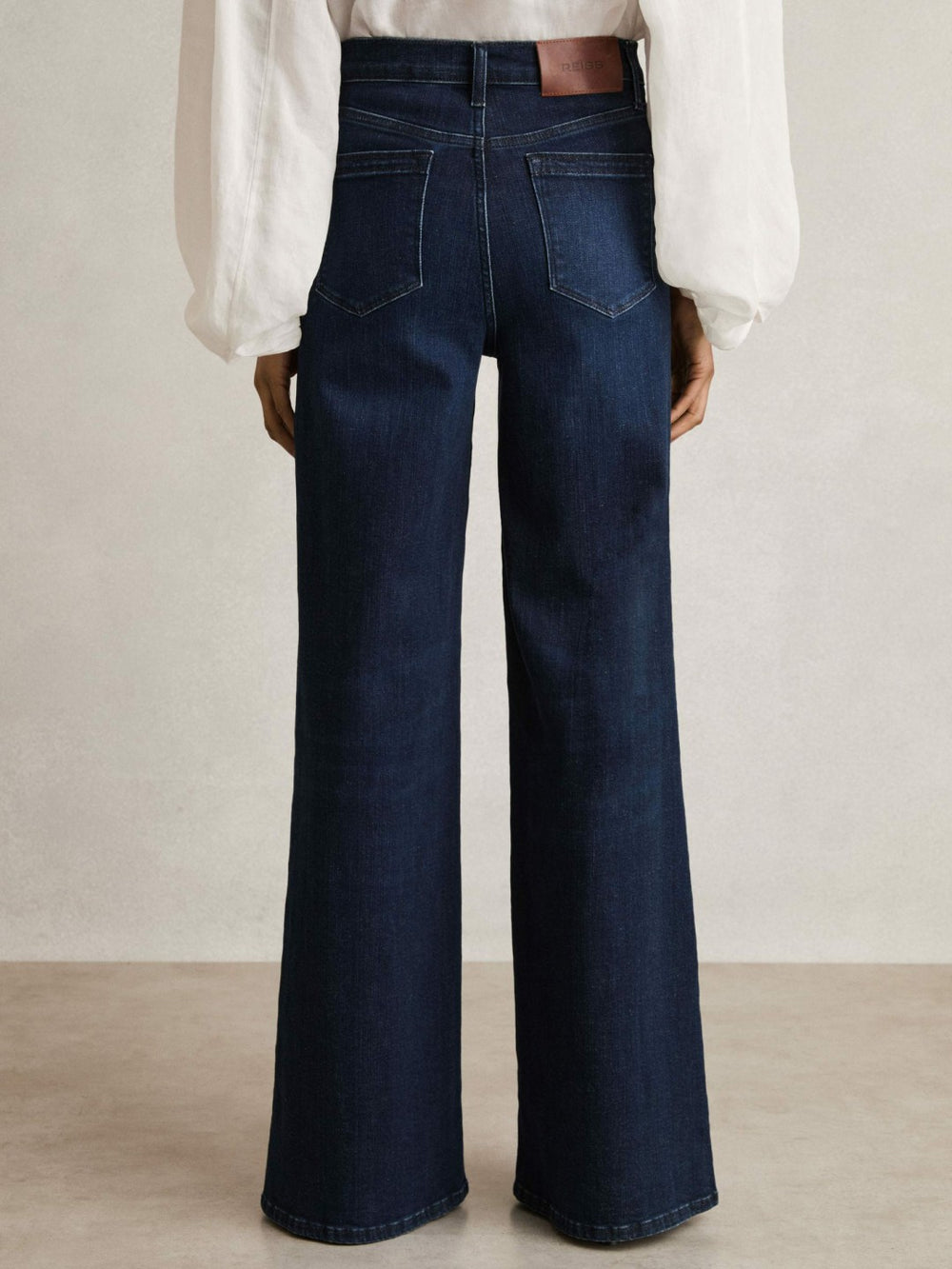 Petite Stretch-Cotton Wide-Leg Jeans Dark Blue | Women