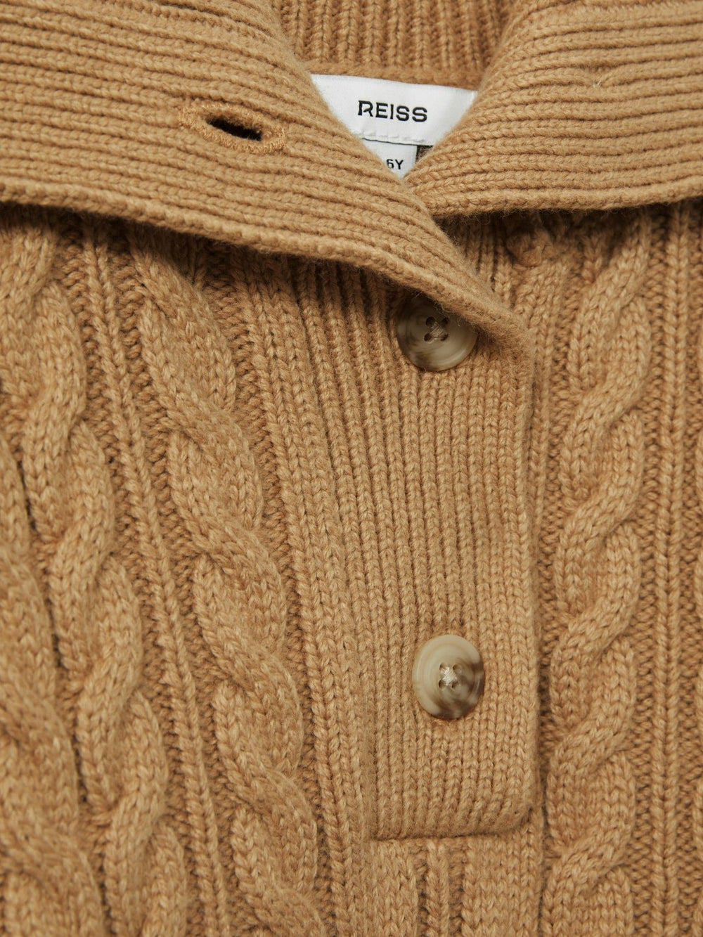 4-9 yrs Cotton-Blend Open-Collar Cable-Knit Jumper With Wool Camel | Children & Baby