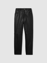Leather Slim-Leg Trousers Black | Women
