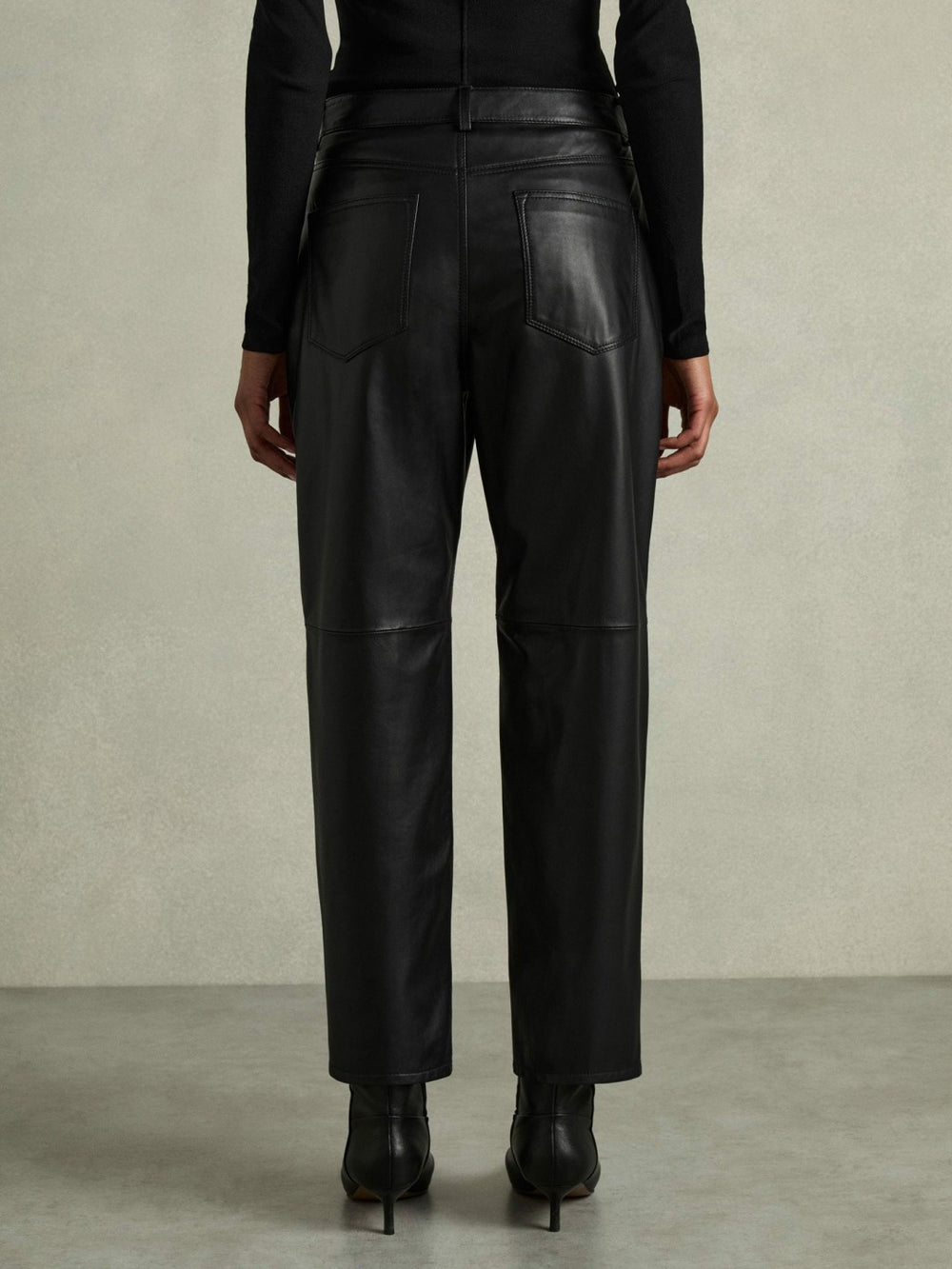 Leather Slim-Leg Trousers Black | Women