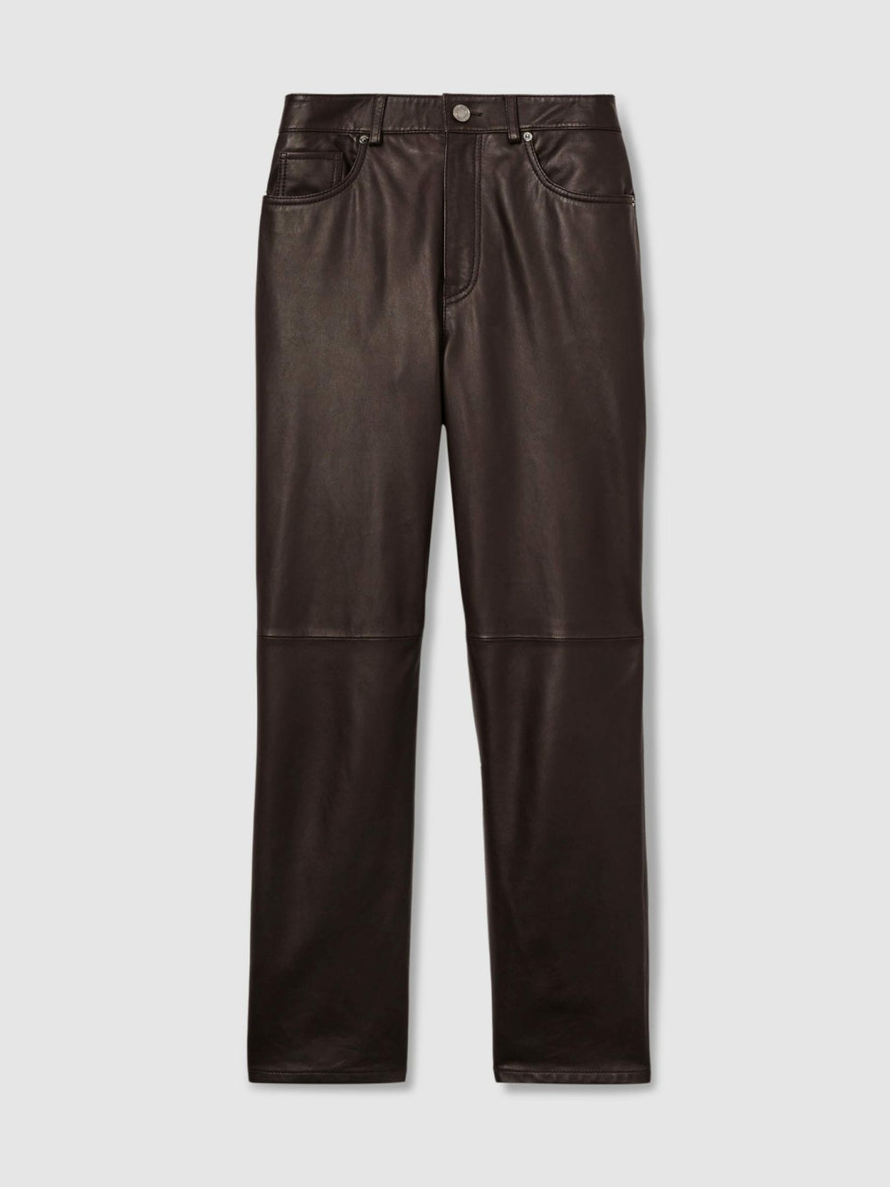 Leather Slim-Leg Trousers Chocolate | Women