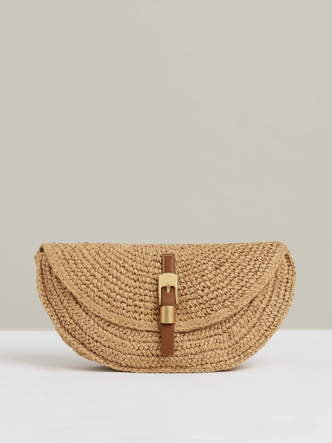 Raffia Half-Moon Clutch Bag Natural | Women