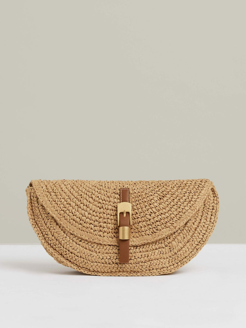 Raffia Half-Moon Clutch Bag Natural | Women
