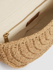 Raffia Half-Moon Clutch Bag Natural | Women