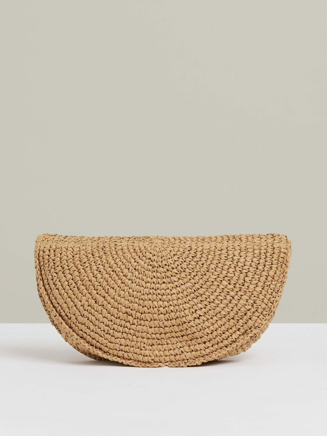 Raffia Half-Moon Clutch Bag Natural | Women