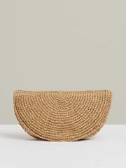 Raffia Half-Moon Clutch Bag Natural | Women