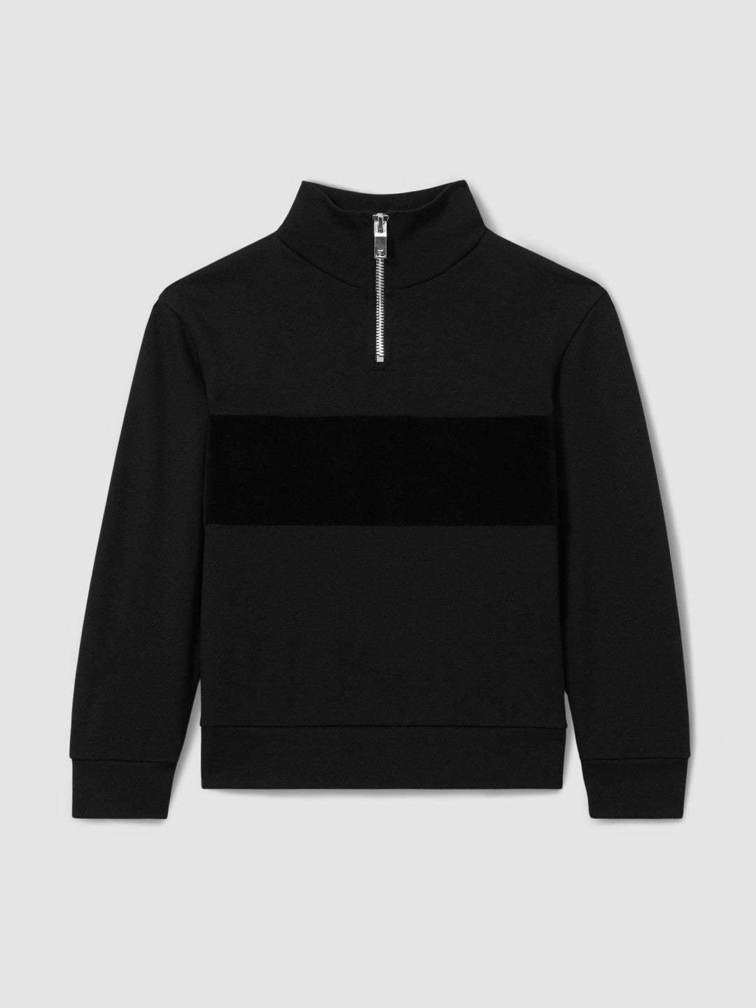 3-9 yrs Slim Fit Half-Zip Funnel Neck Velour Sweatshirt Black | Children & Baby