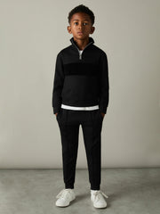 3-9 yrs Slim Fit Half-Zip Funnel Neck Velour Sweatshirt Black | Children & Baby