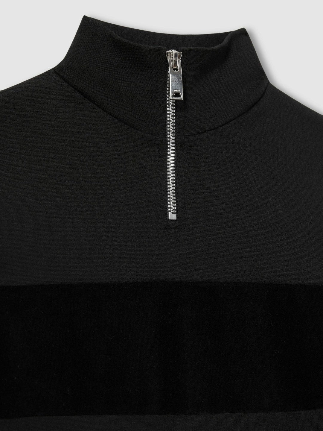 3-9 yrs Slim Fit Half-Zip Funnel Neck Velour Sweatshirt Black | Children & Baby