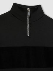 3-9 yrs Slim Fit Half-Zip Funnel Neck Velour Sweatshirt Black | Children & Baby